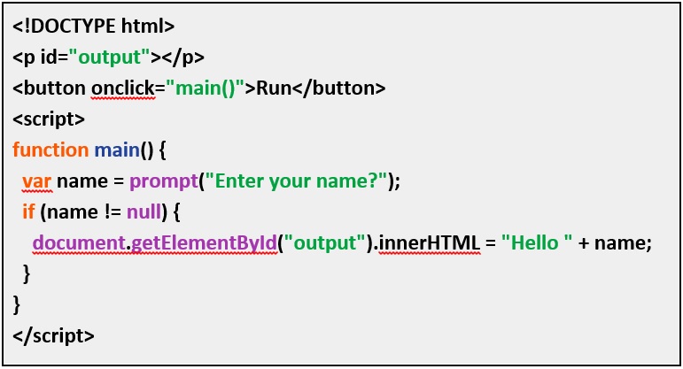 An example of Javascript coding